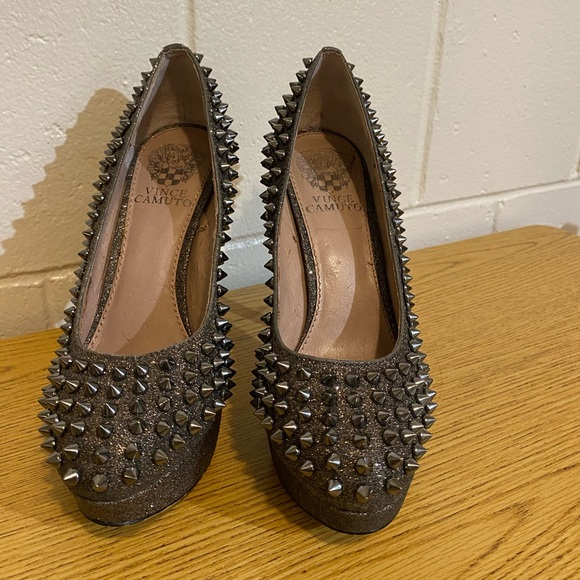 Vince Camuto goth punk rockstar studded spiky glitter stiletto heels - Picture 3 of 7